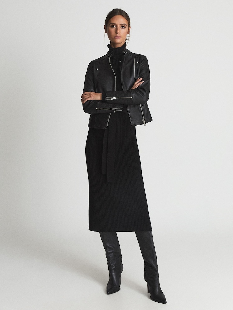 Reiss Tallis Leather Biker Jacket - Image 1 of 6
