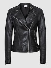 Reiss Tallis Leather Biker Jacket - Image 2 of 6