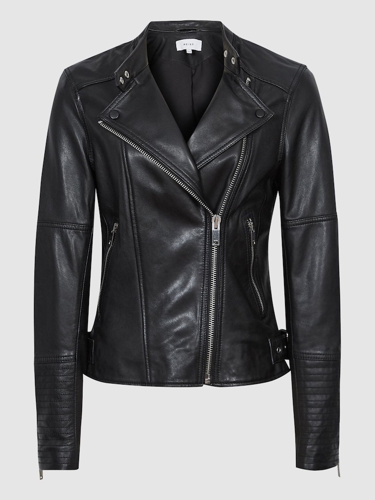 Reiss Tallis Leather Biker Jacket - Image 2 of 6