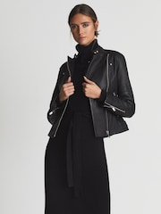 Reiss Tallis Leather Biker Jacket - Image 3 of 6