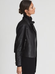 Reiss Tallis Leather Biker Jacket - Image 4 of 6