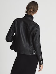 Reiss Tallis Leather Biker Jacket - Image 5 of 6