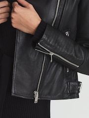 Reiss Tallis Leather Biker Jacket - Image 6 of 6