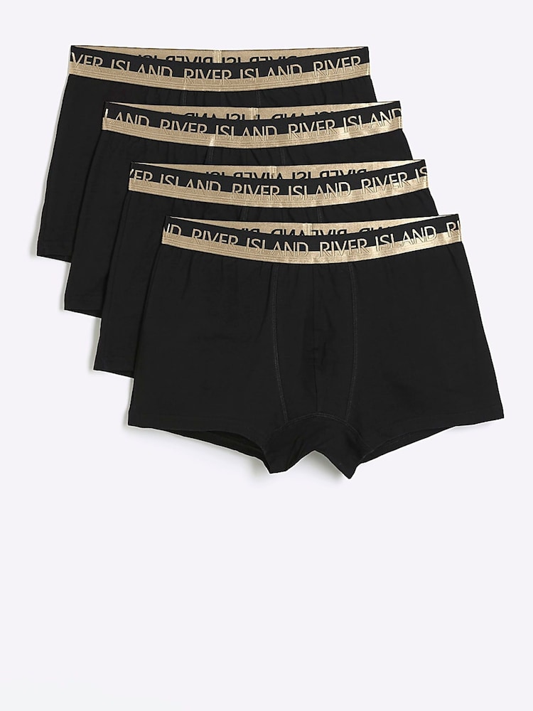 Набор из 4 черных золотистых боксеров River Island - Изображение 1 из 5