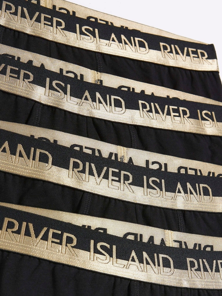 Набор из 4 черных золотистых боксеров River Island - Изображение 2 из 5