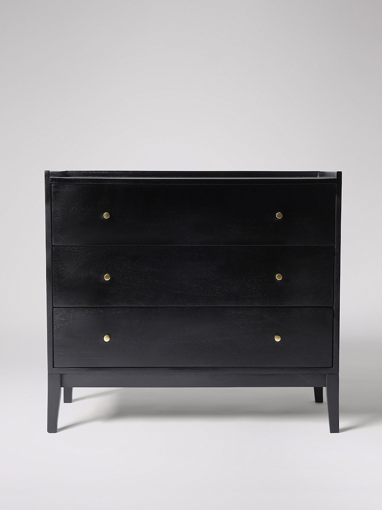 Swoon Black Newham Mango Wood 3 Drawer Chest Of Drawers - Image 2 of 7 Swoon Black Newham Mango Wood 3 Drawer Chest Of Drawers - Image 2 of 7