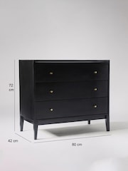 Swoon Black Newham Mango Wood 3 Drawer Chest Of Drawers - Image 4 of 7