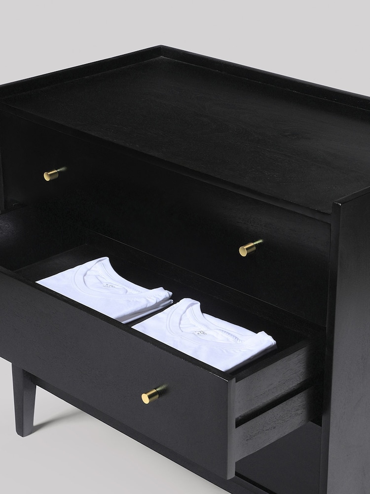 Swoon Black Newham Mango Wood 3 Drawer Chest Of Drawers - Image 7 of 7 Swoon Black Newham Mango Wood 3 Drawer Chest Of Drawers - Image 7 of 7
