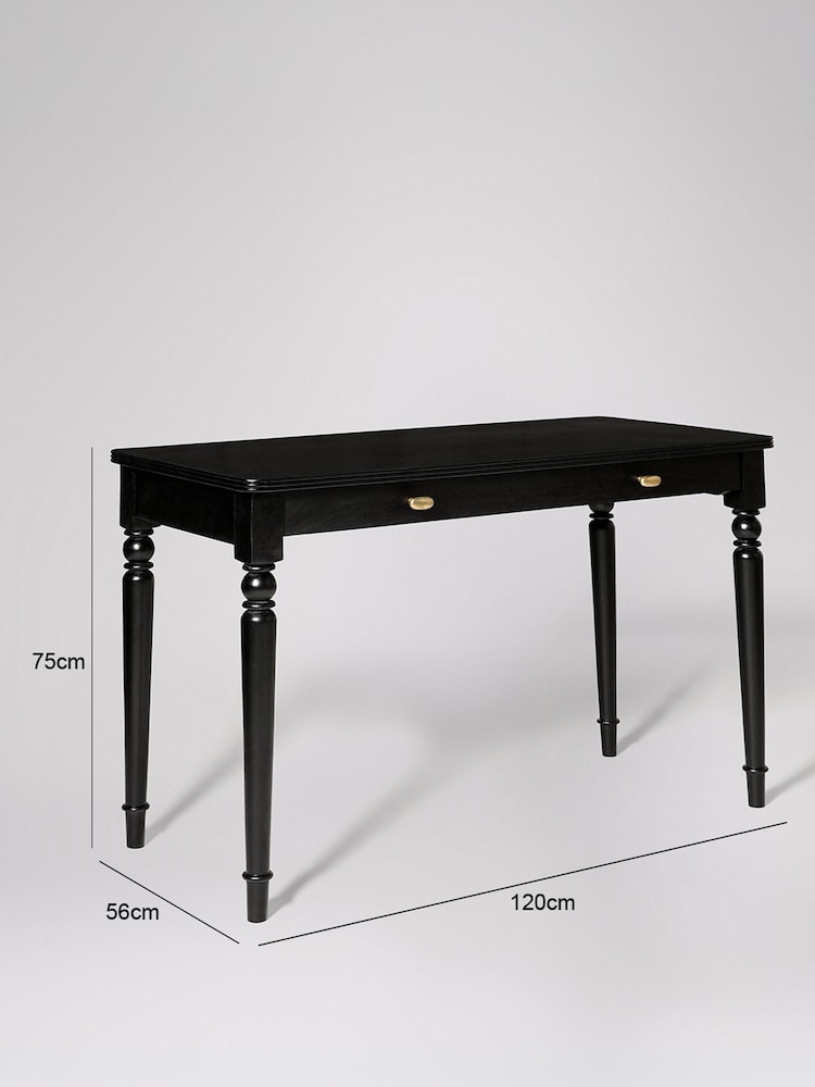 Swoon Black Leroy Mango Wood 1 Drawer Desk - Image 2 of 6 Swoon Black Leroy Mango Wood 1 Drawer Desk - Image 2 of 6