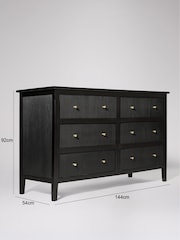 Swoon Black Ballard Mango Wood 6 Drawer Chest Of Drawers - Image 3 of 9