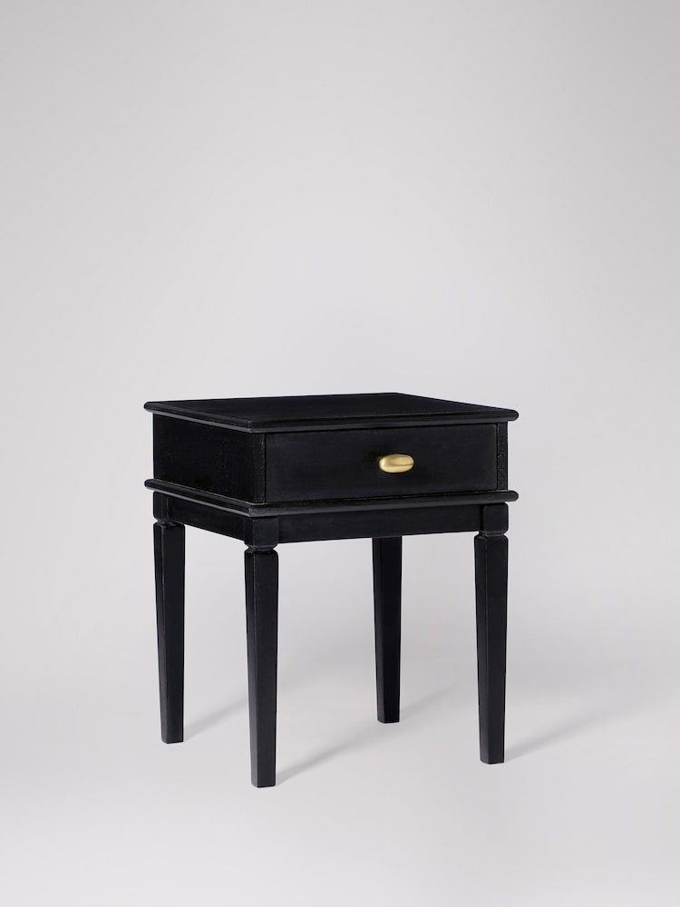 Swoon Black Canonbury Mango Wood 1 Drawer Bedside Table - Image 2 of 6 Swoon Black Canonbury Mango Wood 1 Drawer Bedside Table - Image 2 of 6