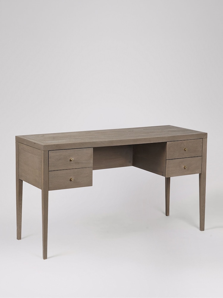 Swoon Grey Valente Mango Wood Wide 4 Drawer Desk - Image 2 of 5