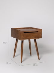 Swoon Mid Brown Southwark Acacia Wood Bedside 1 Drawer Table - Image 2 of 6