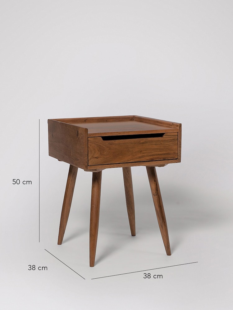 Swoon Mid Brown Southwark Acacia Wood Bedside 1 Drawer Table - Image 2 of 6 Swoon Mid Brown Southwark Acacia Wood Bedside 1 Drawer Table - Image 2 of 6