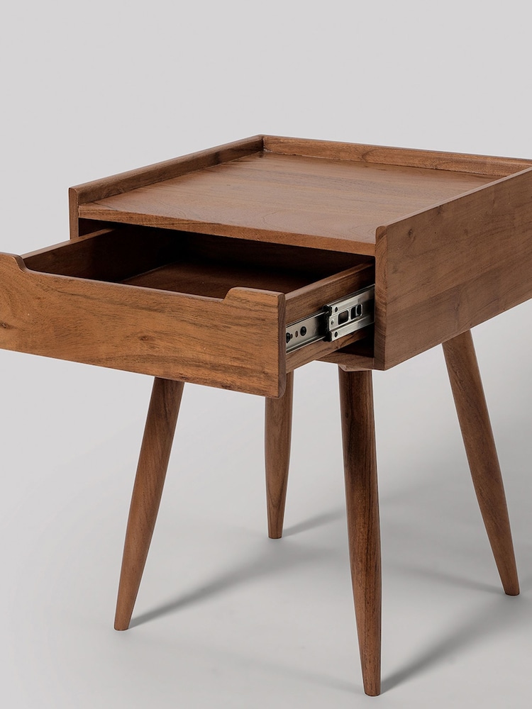 Swoon Mid Brown Southwark Acacia Wood Bedside 1 Drawer Table - Image 6 of 6 Swoon Mid Brown Southwark Acacia Wood Bedside 1 Drawer Table - Image 6 of 6