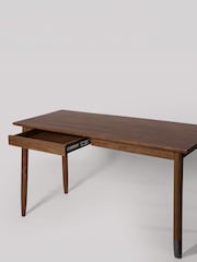 Swoon Mid Brown Maltby Acacia Wood 2 Drawer Desk - Image 4 of 6