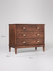 Swoon Mid Brown Canonbury Mango Wood 3 Drawer Chest Of Drawers - Image 3 of 7