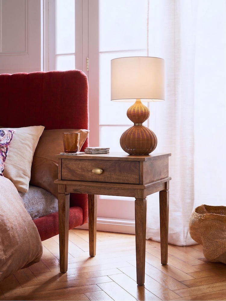 Swoon Light Brown Canonbury Mango Wood 1 Drawer Bedside Table - Image 1 of 7 Swoon Light Brown Canonbury Mango Wood 1 Drawer Bedside Table - Image 1 of 7