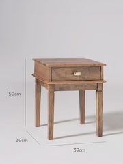 Swoon Light Brown Canonbury Mango Wood 1 Drawer Bedside Table - Image 6 of 7