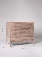 Swoon Light Brown Newham Mango Wood 3 Drawer Chest Of Drawers - Image 3 of 7