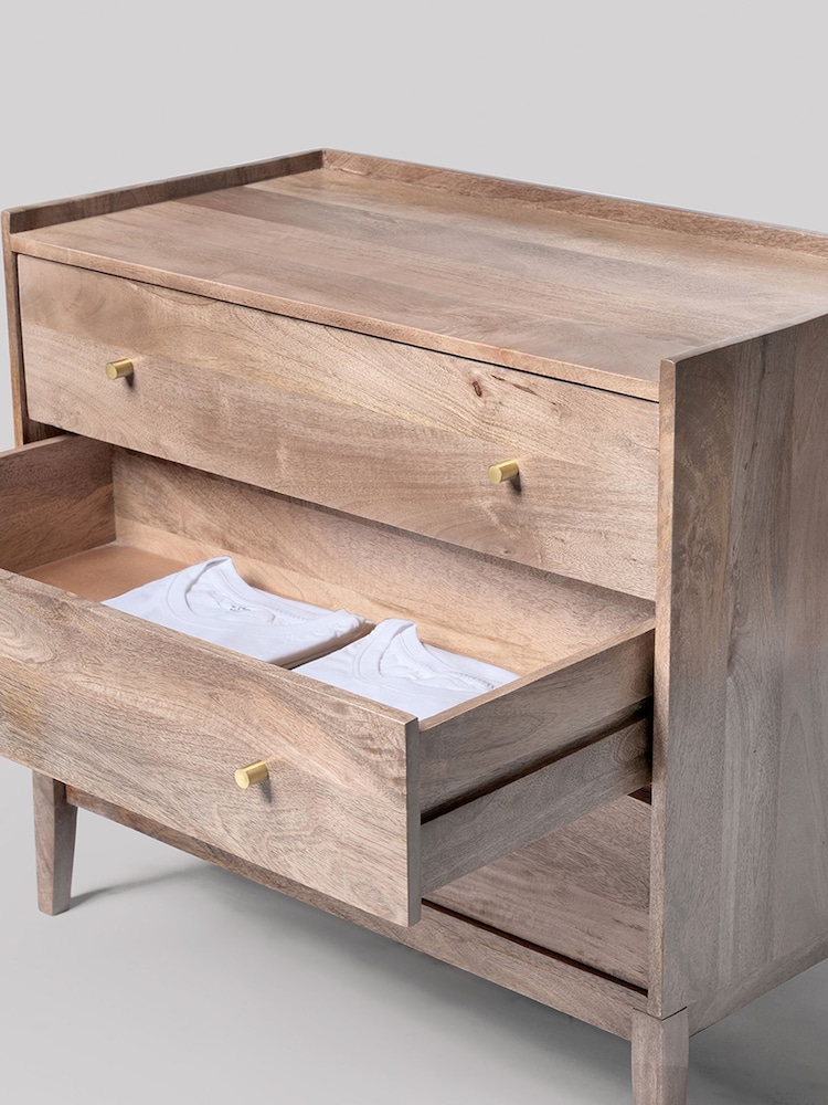 Swoon Light Brown Newham Mango Wood 3 Drawer Chest Of Drawers - Image 7 of 7