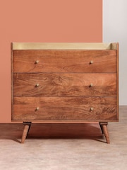 Swoon Light Brown Fresco Mango Wood 3 Drawer Chest Of Drawers - Image 1 of 7