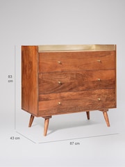 Swoon Light Brown Fresco Mango Wood 3 Drawer Chest Of Drawers - Image 3 of 7