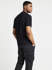River Island Black Quilted Regular Fit 100% Cotton T-Shirt - Image 3 of 6