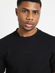 River Island Black Quilted Regular Fit 100% Cotton T-Shirt - Image 4 of 6