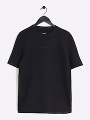 River Island Black Quilted Regular Fit 100% Cotton T-Shirt - Image 5 of 6