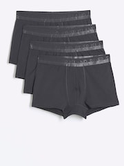 River Island Grey Blue Split 100% Cotton Boxers 4 Pack - Image 1 of 4