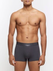 River Island Grey Blue Split 100% Cotton Boxers 4 Pack - Image 3 of 4