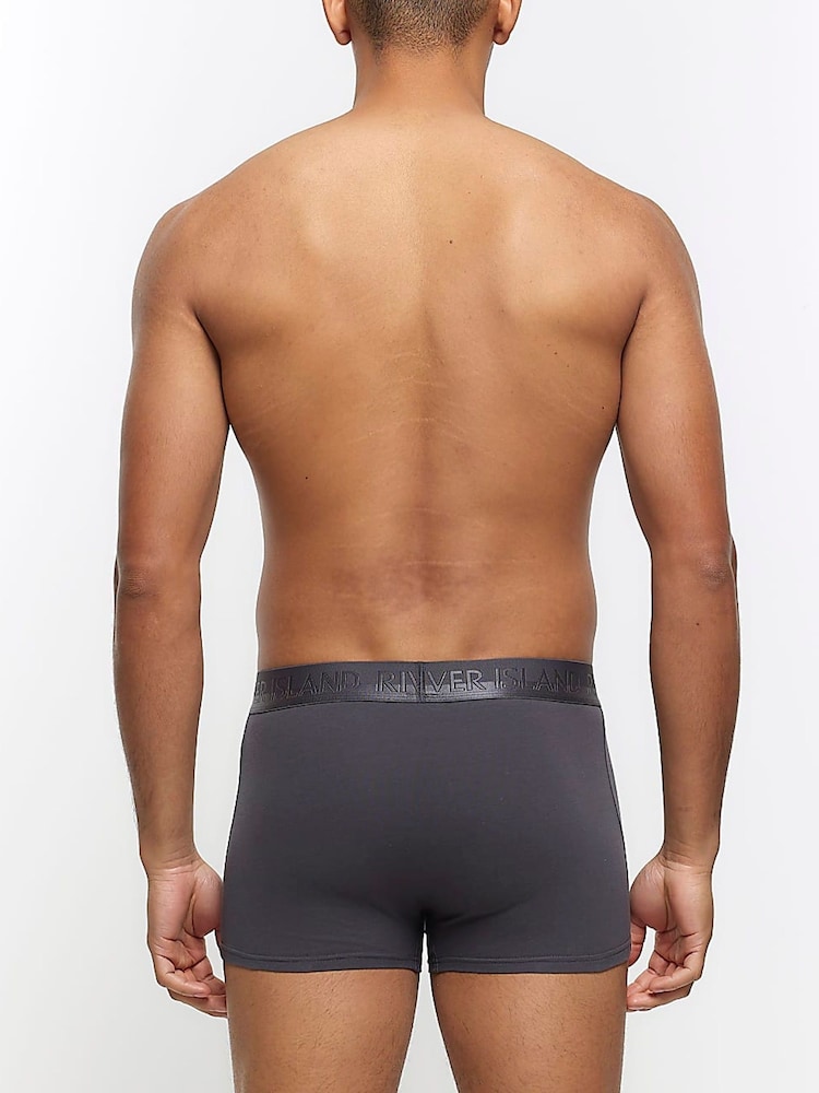 River Island Grey Blue Split 100% Cotton Boxers 4 Pack - Image 4 of 4