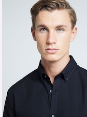 River Island Black Muscle Fit Long Sleeve Textured Shirt - Image 4 of 6