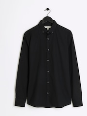 River Island Black Muscle Fit Long Sleeve Textured Shirt - Image 5 of 6
