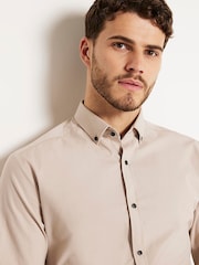 River Island Natural Muscle Fit Long Sleeve Textured Shirt - Image 4 of 6