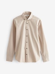 River Island Natural Muscle Fit Long Sleeve Textured Shirt - Image 5 of 6