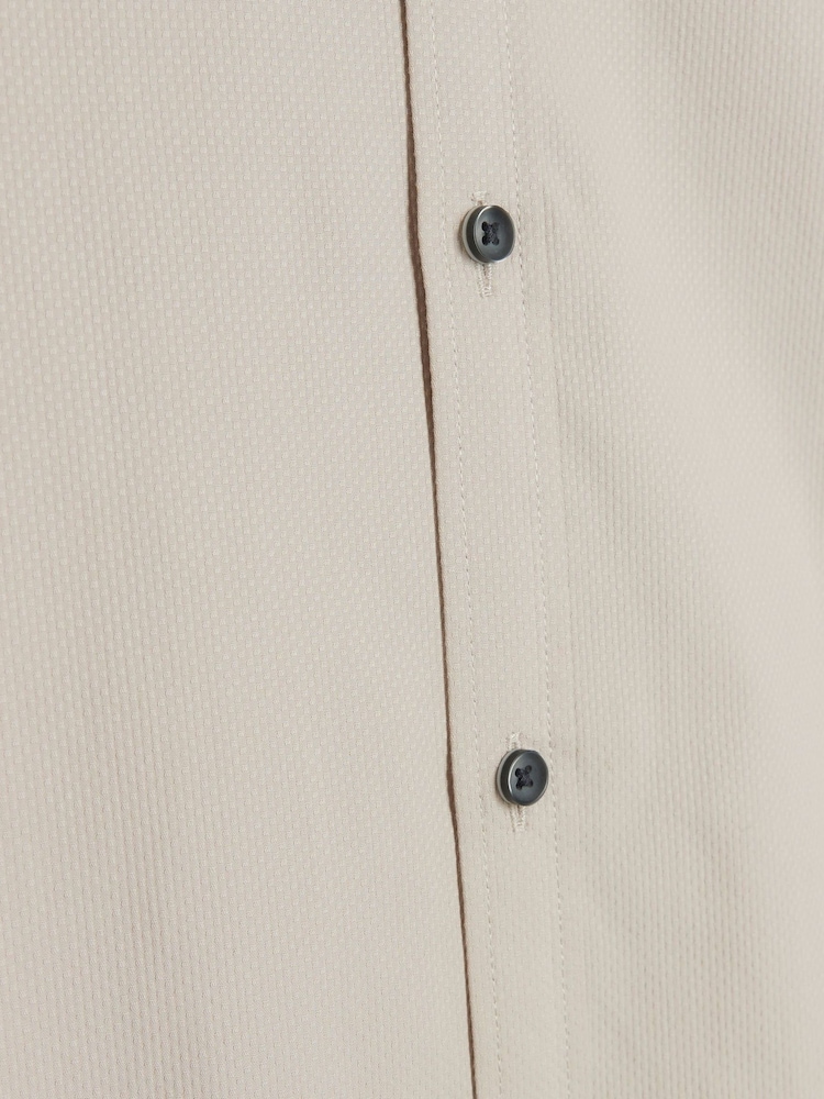 River Island Natural Muscle Fit Long Sleeve Textured Shirt - Image 6 of 6