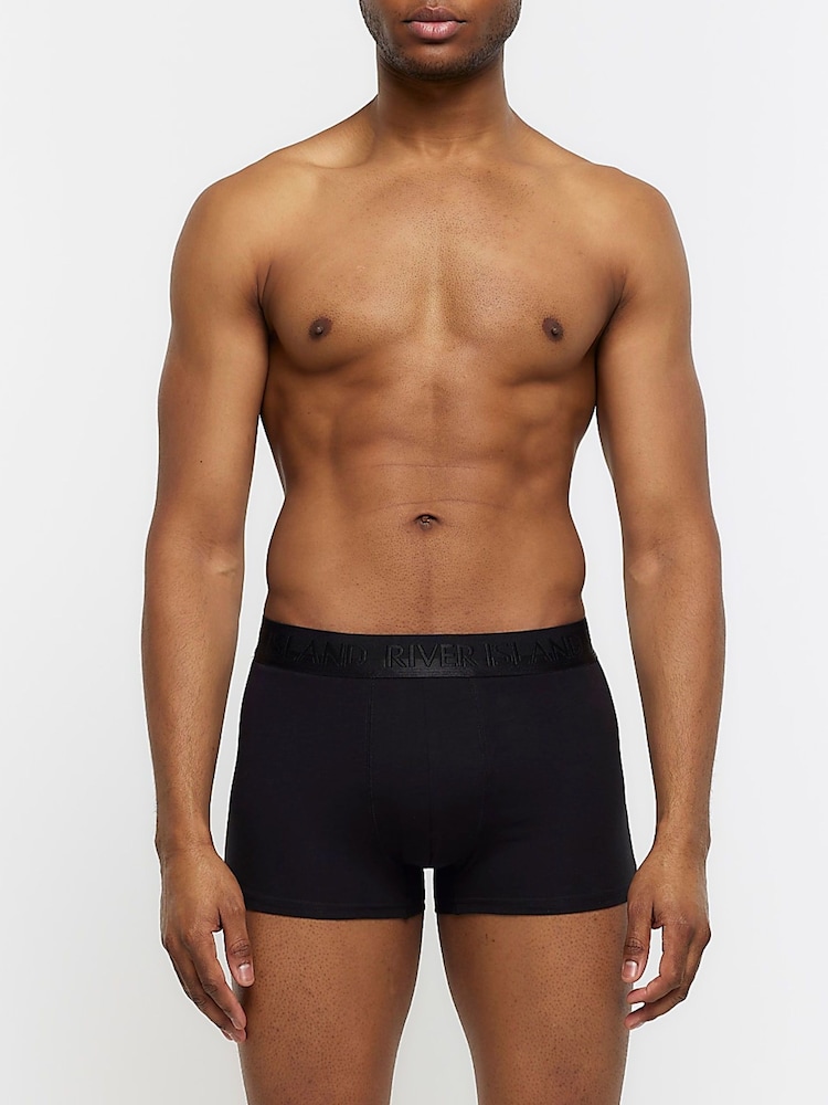 River Island Black White Tonal Split Boxers 4 Pack - Image 2 of 4