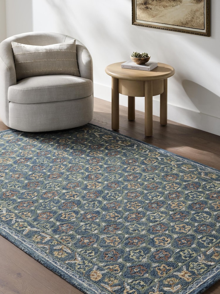 LIVABLISS Blue Meadow Fairfax Global Wool Rug - Image 1 of 8 LIVABLISS Blue Meadow Fairfax Global Wool Rug - Image 1 of 8