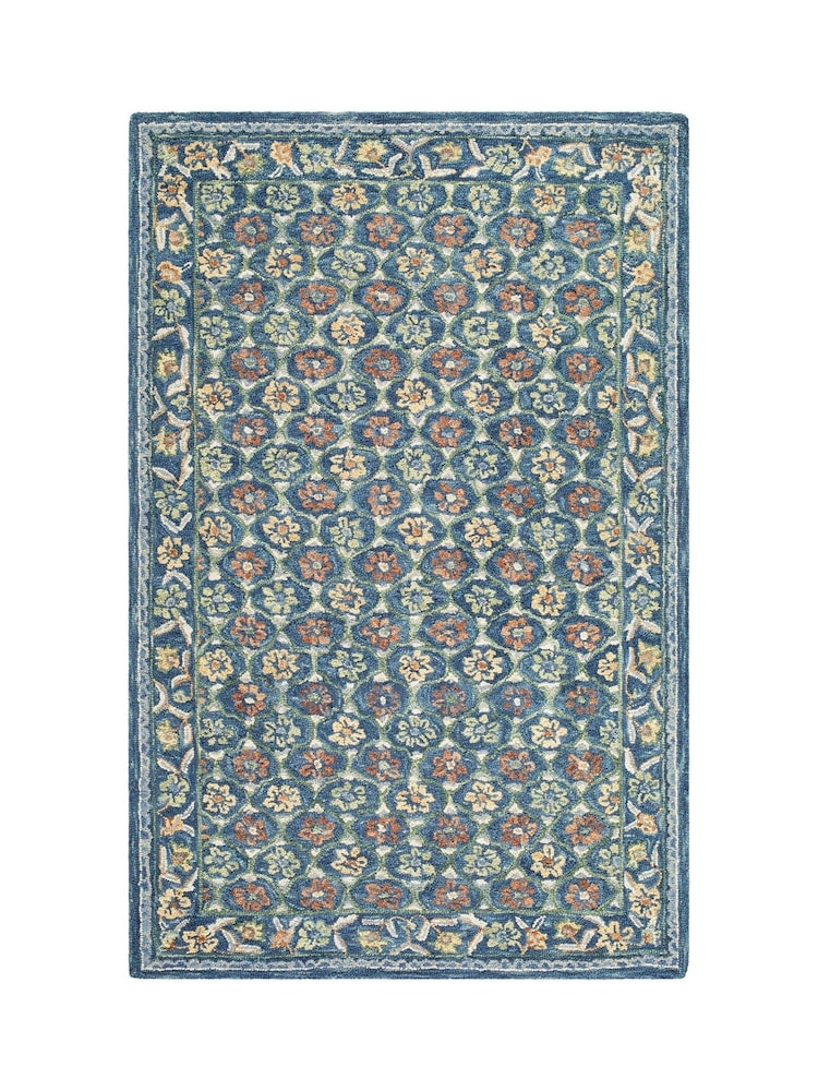 LIVABLISS Blue Meadow Fairfax Global Wool Rug - Image 8 of 8 LIVABLISS Blue Meadow Fairfax Global Wool Rug - Image 8 of 8