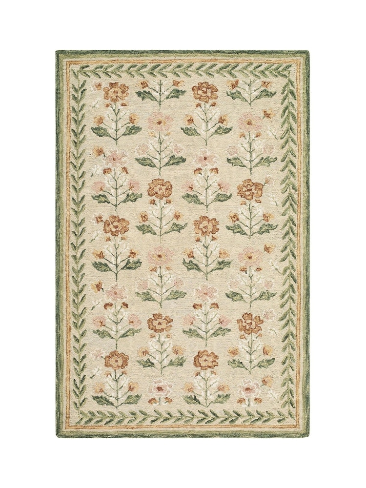 LIVABLISS Green Border Fairfax Global Wool Rug - Image 7 of 7 LIVABLISS Green Border Fairfax Global Wool Rug - Image 7 of 7
