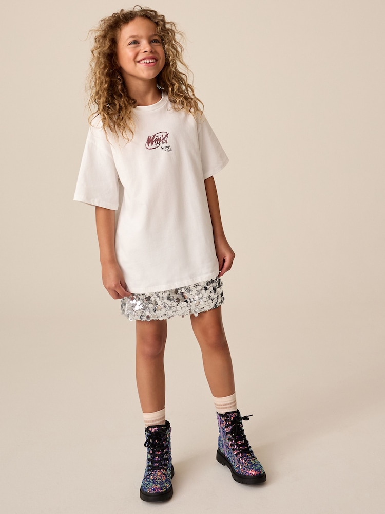 Blanco - Camiseta oversize con estampado gráfico de purpurina de Winx (3-16años) - Imagen 2 de 8