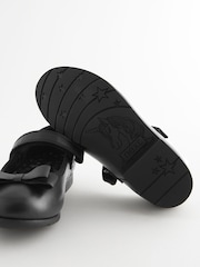 Black Matt Wide Fit (G) School Leather Bow Mary Jane Shoes - Image 6 of 7