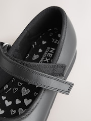 Black Matt Wide Fit (G) School Leather Bow Mary Jane Shoes - Image 9 of 9