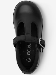 Black Standard Fit (F) Junior Leather T-Bar Shoes - Image 3 of 4
