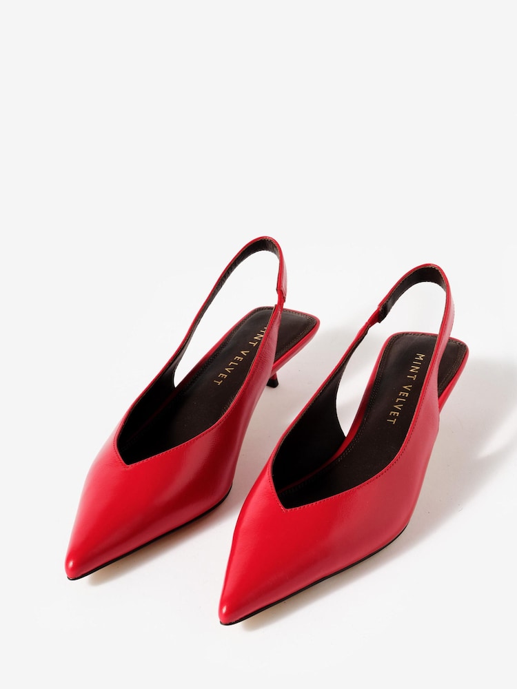 Mint Velvet Red Skye Slingback Court Heels - Image 2 of 4 Mint Velvet Red Skye Slingback Court Heels - Image 2 of 4