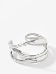 Sølvfarvet - Mint Velvet Sculpted Open Wave Bangle - Billede 1 af 3