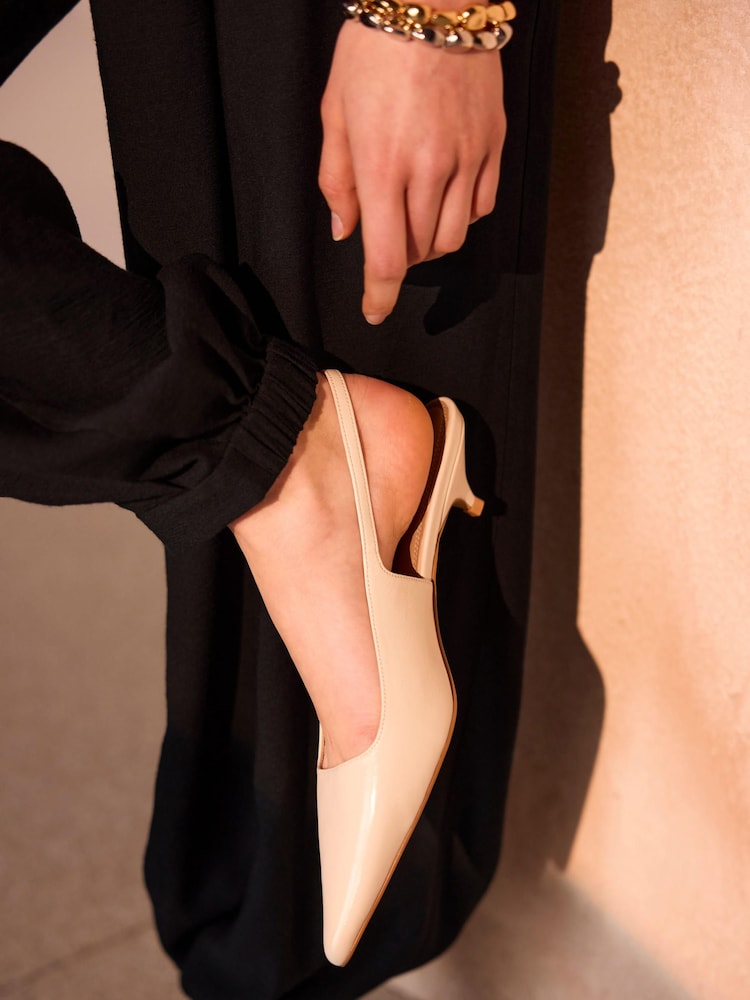Mint Velvet White Skye Slingback Court Heels - Image 1 of 4 Mint Velvet White Skye Slingback Court Heels - Image 1 of 4