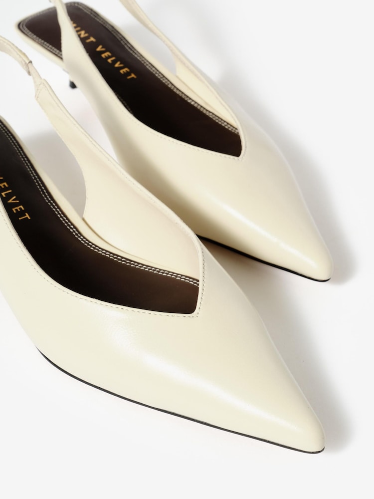 Mint Velvet White Skye Slingback Court Heels - Image 4 of 4 Mint Velvet White Skye Slingback Court Heels - Image 4 of 4